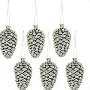 Set of 6 Antiqued Pinecone Ornaments QVC H216585